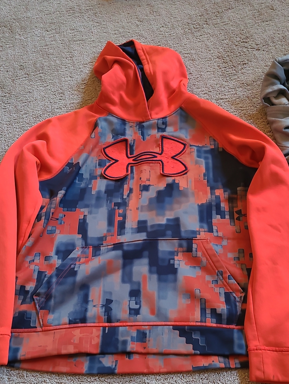 Under Armour Boys' Orange & Blue Digital Camo Hooded Pullover